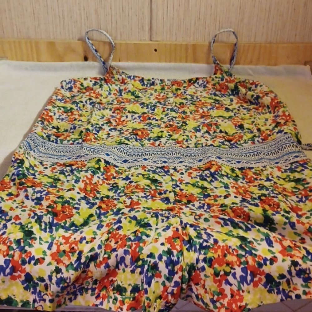 Cabi Boho Floral Sleeveless  Romper With Culottes, Polyester, Size Medium
